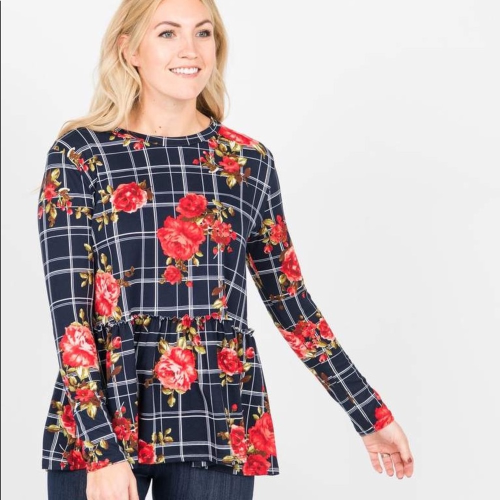 Agnes & Dora Relaxed Ruffle Navy Floral Sz L